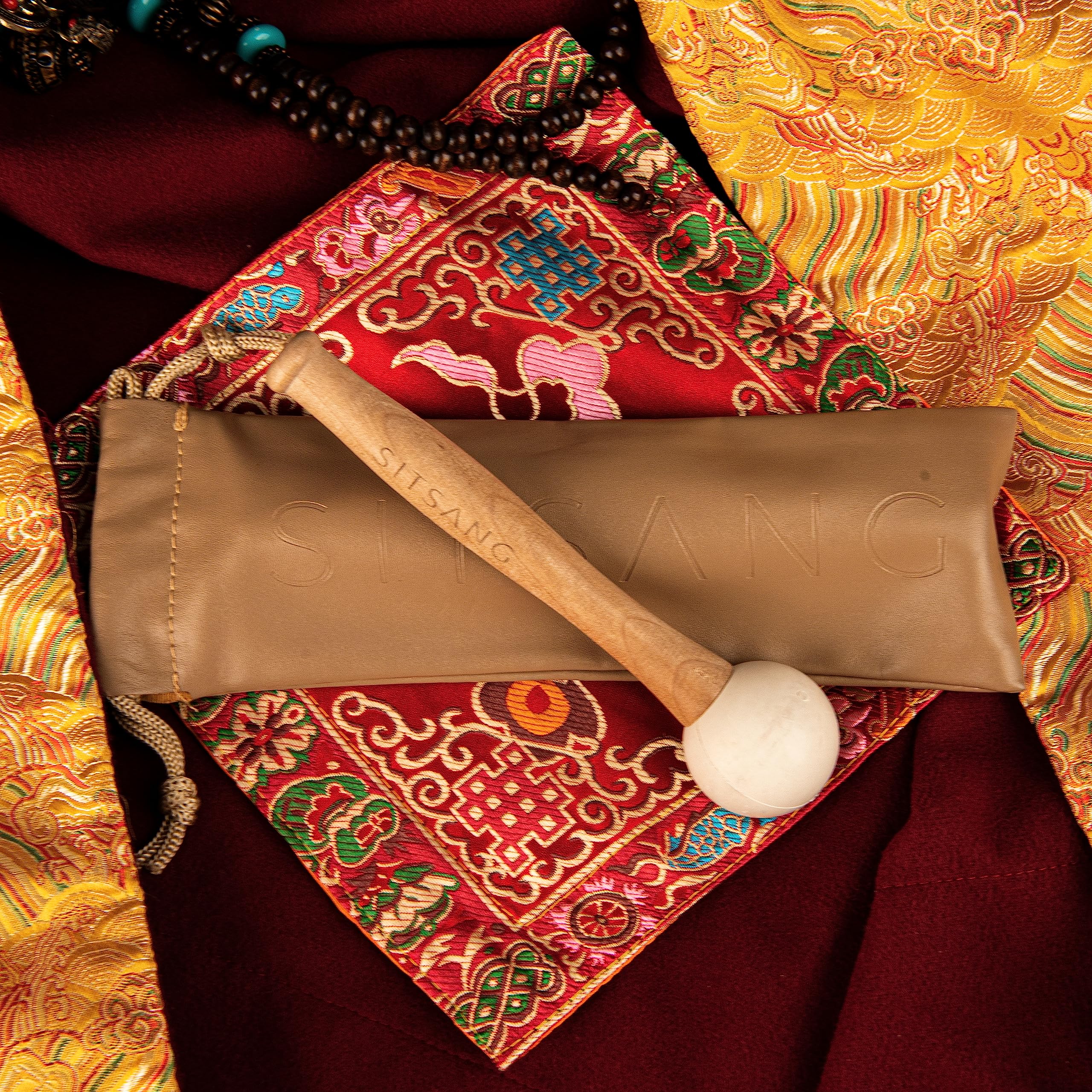Sitsang Crystal Singing Bowl Rubber Mallet And Bundle Pocket